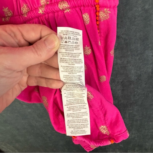 Boden Girls 11Y-12Y Pink/Gold Pineapple cinched waist Romper w/braided tassels - Picture 8 of 10